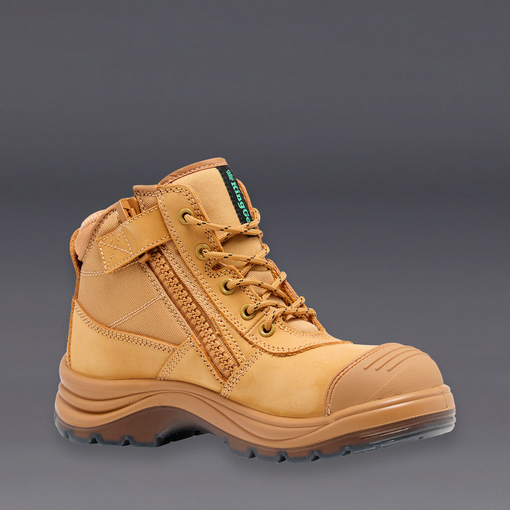 Tradie Women's Zip/Lace Steel Cap Work Boots 5" - Wheat